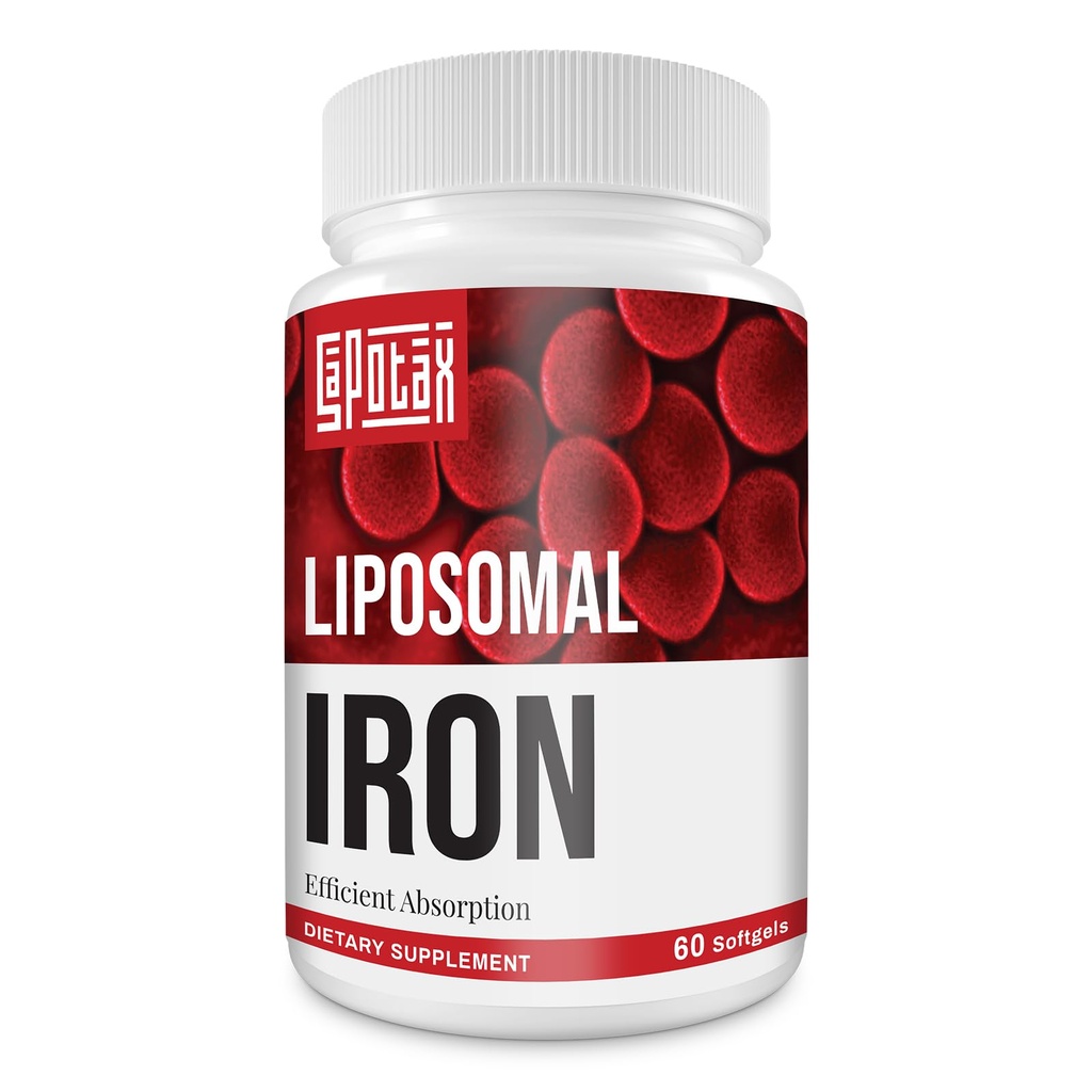 Liposomal Fe Iron Supplement for Women, 65 mg Iron Supplement with Folic Acid & Vitamin B12 for Men, Daily Blood & Energy Support for Adults Iron Deficency 60 Softgels (1 Fles)