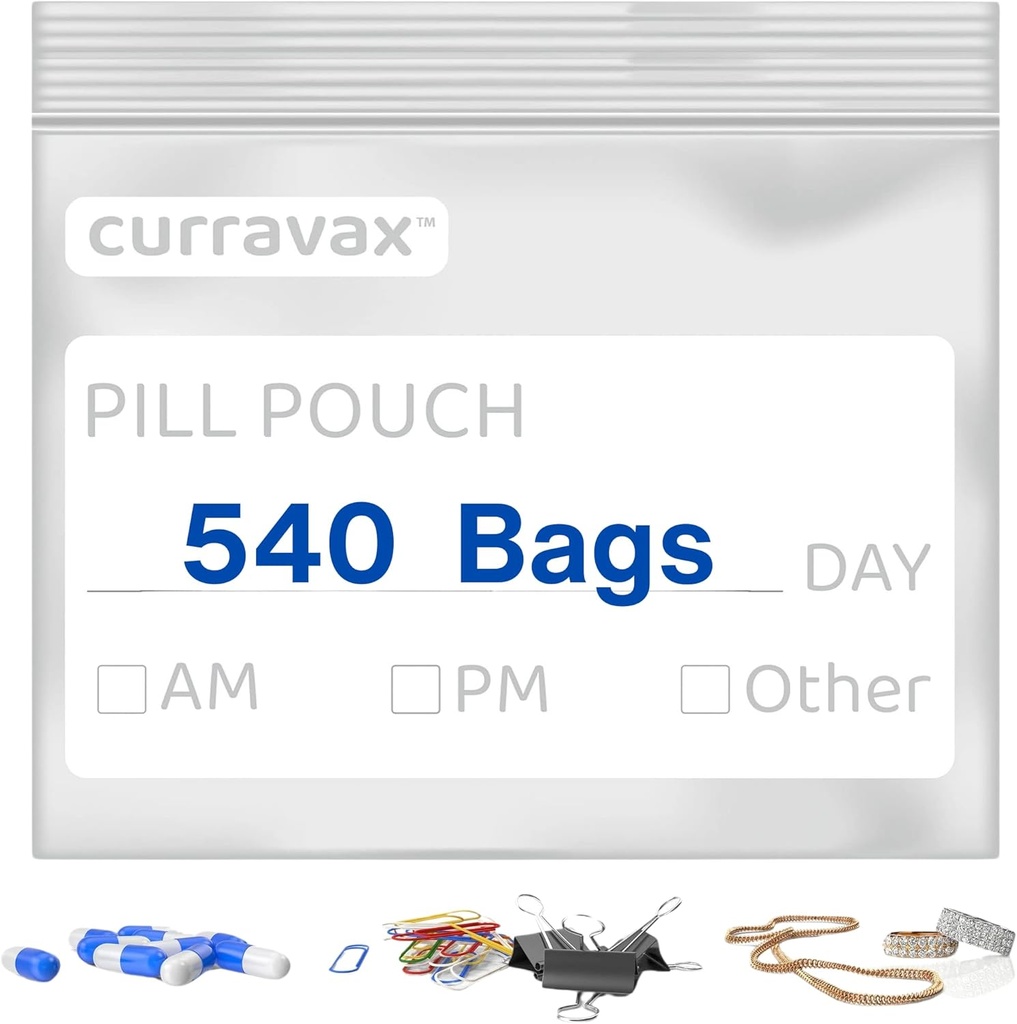 Pillenzakjes voor Reispakket van 540 - BPA Gratis 3 x 2,75 inch Pillenzakje - Herbruikbare Pillenzakjes voor Geneeskunde met Schrijf op Label 