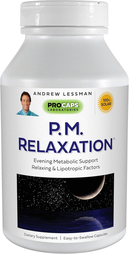 ANDREW LESSMAN P.M. Ontspanning - 90 Capsules - Natuurlijke ondersteuning voor een rustige slaap met Melatonine, Valeriaan, Passiebloem, Hop, kamille. No Morning Grogginess Small Eenvoudig doorslikken Capsules