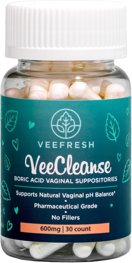 VeeFresh - VeeCleanse Boric Acid Vaginale Suppositions - Vaginale pH Balance Suppositions - Vaginale Odor Control - Fresh, Vrouwelijke en Zelfverzekerde voelen