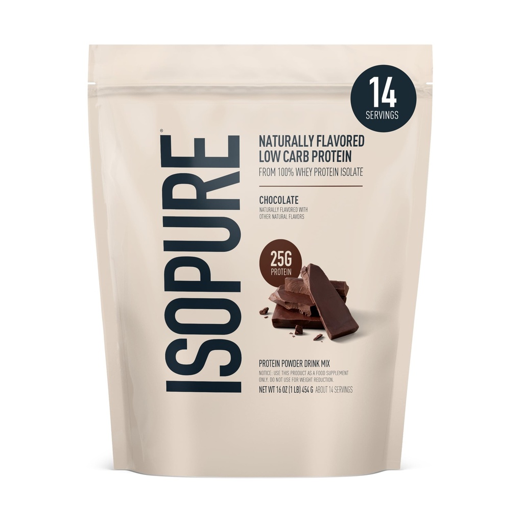 Isopure Low Carb 100% Pure Wei Isolaat Proteïne Poeder, Lactosevrij, Glutenvrij, Met Vitaminen, Donkere Chocolade, 25g Proteïne Per Serveren, 1 Lb, 14 Servers (Verpakking mei Vary)