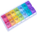 7 Dag PM Pill Organizer, Vocht-Proof Design en grote afdelingen om vitamines vast te houden,Visolie,Suplements, Weekly Pill Box / Cases, Daily Medicine Dispenser (14 Compartiments No Alarm)