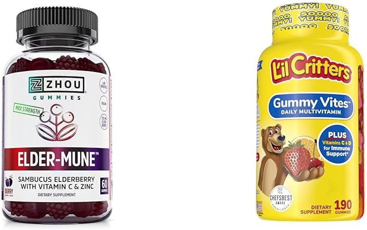 ZHOU Nutrition Elderberry Gummies & L'il Critters Gummy Multivitamine, 60 & 190 Gummies