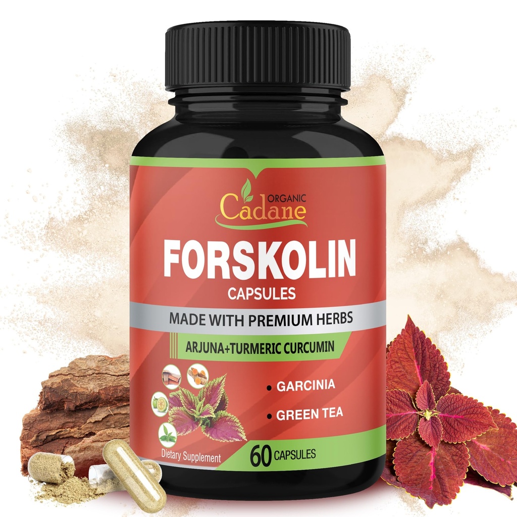 Forskolin Supplementen Capsules met Kurkuma Curcumin, Arjuna, Garcinia Cambogia, Groene Thee - 60 Capsules