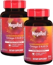 MegaRed 350mg Omega 3 Supplement met EPA/DHA, Astaxanthine & Fosfolipiden, Geen Visolie Afdronk ondersteunt hart, hersenen, gewrichts- en ooggezondheid, 120 Graaf Softgels (2 Pack)