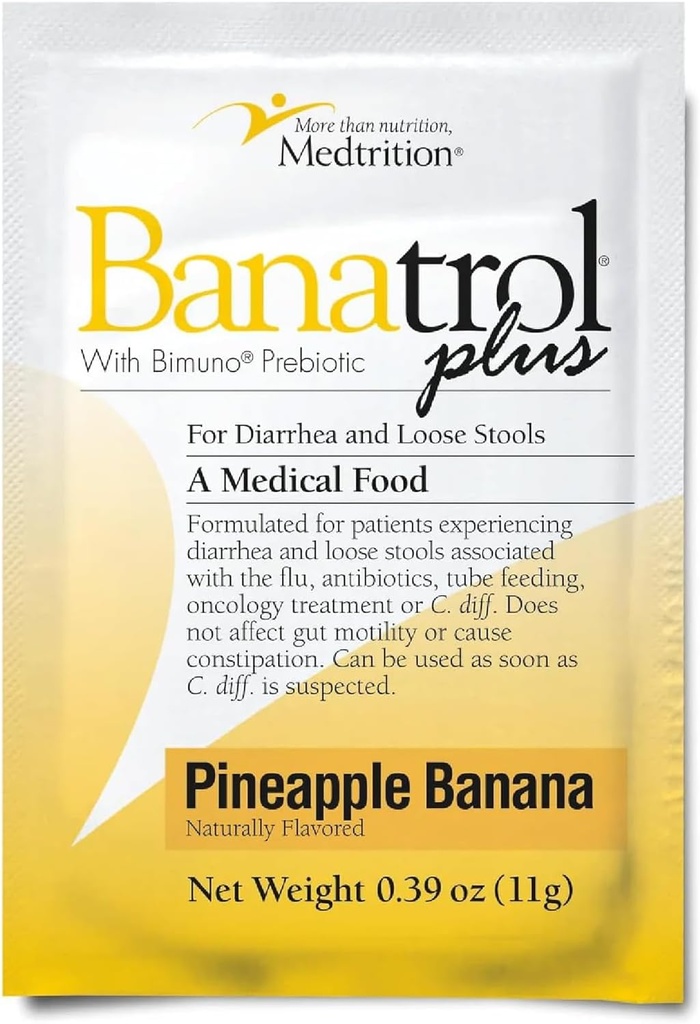 Banatrol® Natural Anti-Diarrheal with Prebiotics, Relief from Chronic Diarrhea, IBS, Recurring Diarrhea, Clinically Supported Medical Food, Non-Constipating, 25 Servings (Pineapple)