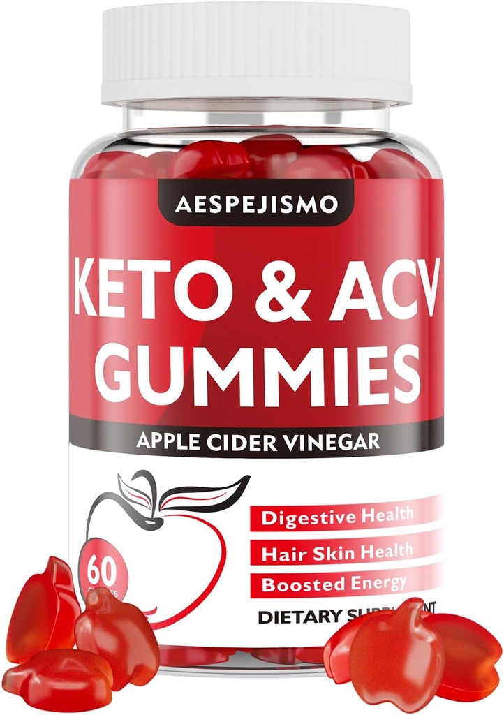Keto ACV Gummies - Apple Cider Vinegar Gummies with B12 for Energy & Wellness, 1500mg, Supports Ketosis, for Women & Men, Vegan, Gluten-Free, 60 Gummies