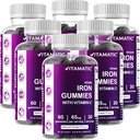 Vitamatic Iron 65 mg Gummies Supplement for Women & Men - 60 Vegan Gummies - Great Tasting Iron Gummy Vitamines with Vitamin C (6)
