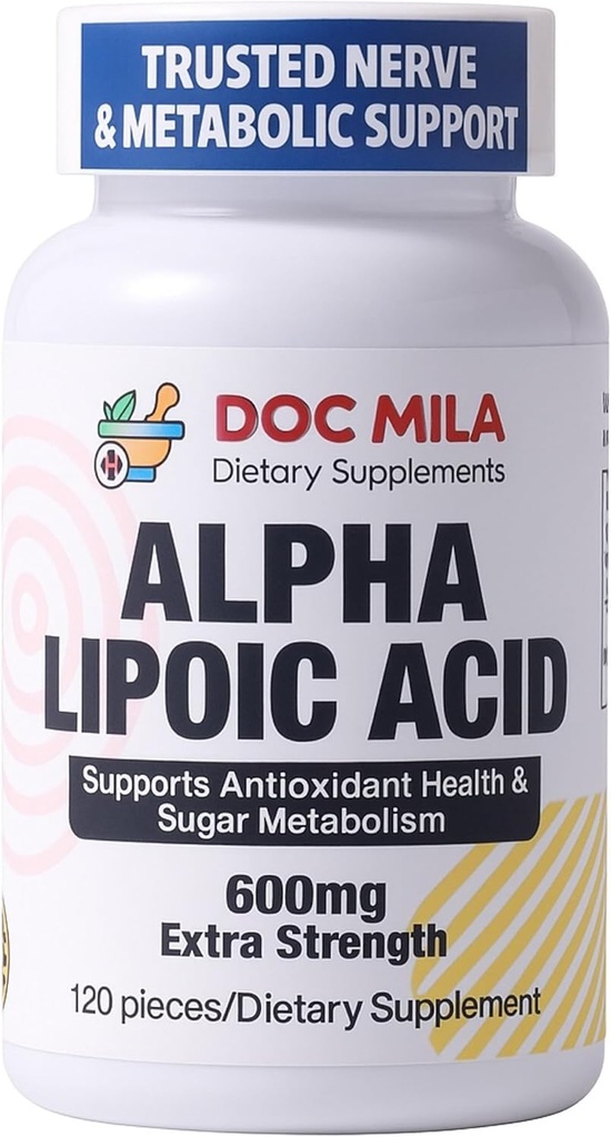 Alpha Lipoïne Acid 600mg 120 Capletes - Nerve Sciatica Perifere Neuropathie Ondersteuning - Glutenvrij, Veganistisch en niet-GGO voor volwassenen
