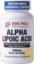 Alpha Lipoïne Acid 600mg 120 Capletes - Nerve Sciatica Perifere Neuropathie Ondersteuning - Glutenvrij, Veganistisch en niet-GGO voor volwassenen