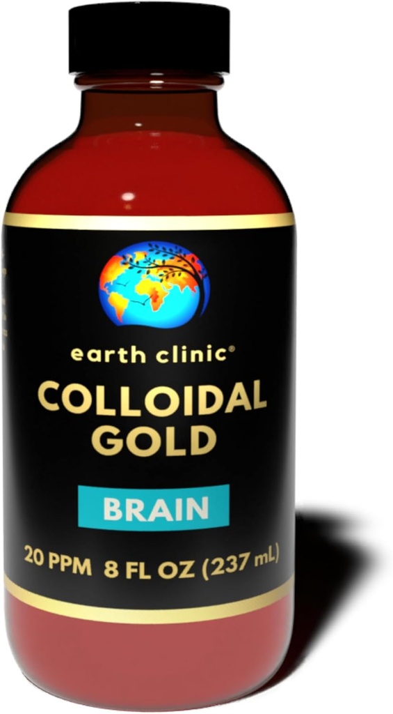 Earth Clinic ® Collective Gold 20 ppm, 8 oz (237 ml) - Natural Brain Support & Cognitive Function Aid