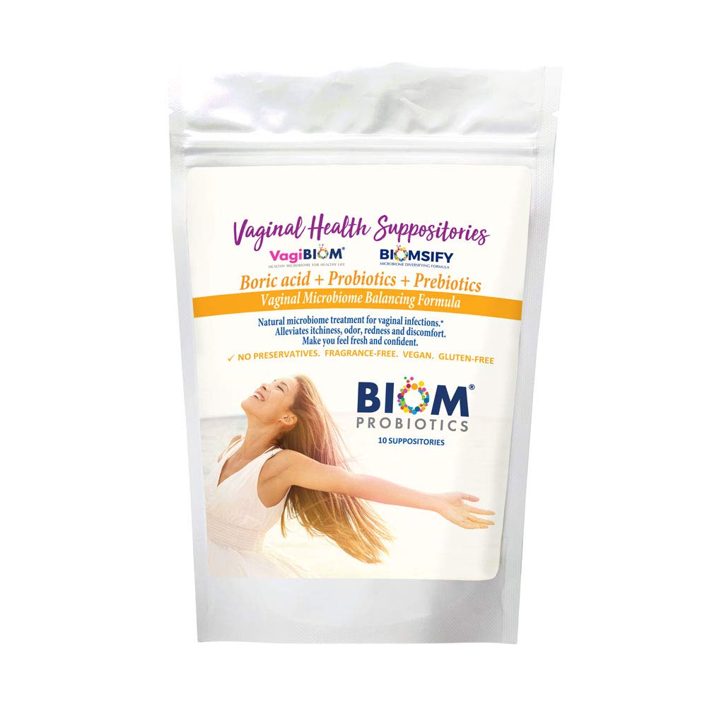 Biom Probiotica Prebiotica Boorzuur Suppositorieën . Vrouwelijke gezondheid Probiotica voor infecties & pH Essentials VEgan,PARABEN-FREE (10)