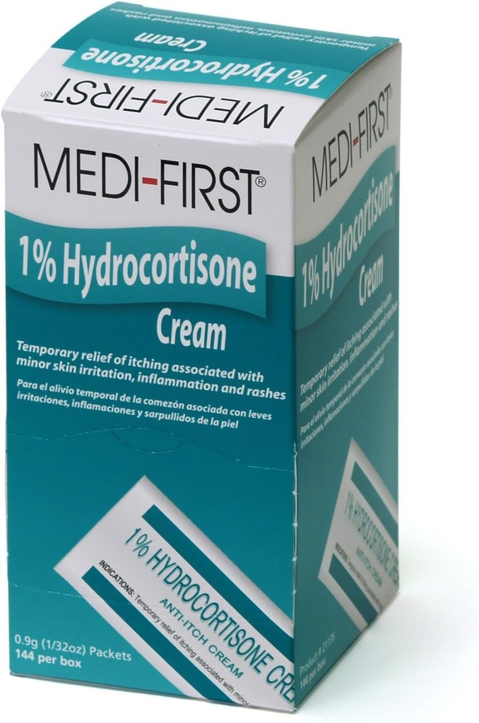 Hydrocortison Anti-Itch Cream Packets for EHBO & Emergency Kits, 144 Pack