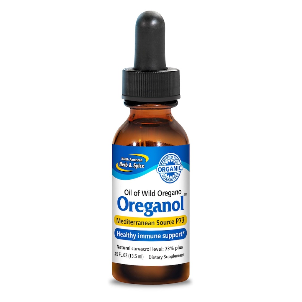 NOORD AMERICAN HERB & SPICE Oreganol - 0,45 fl. oz. - Onbewerkte, wilde, organische olie uit Oregano - Mediterrane oorsprong P73 - Niet-GMO - 194
