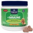 Oorsprong Labs Allergie en Immuun Ondersteuning Supplement, Omega 3 Visolie, Bijenpollen, Colostrum, Probiotica, Prebiotica voor Gut Health, Huid-en Jas Gezondheid, Antioxidanten, Turkije smaak, 90 Zachte Kauwen