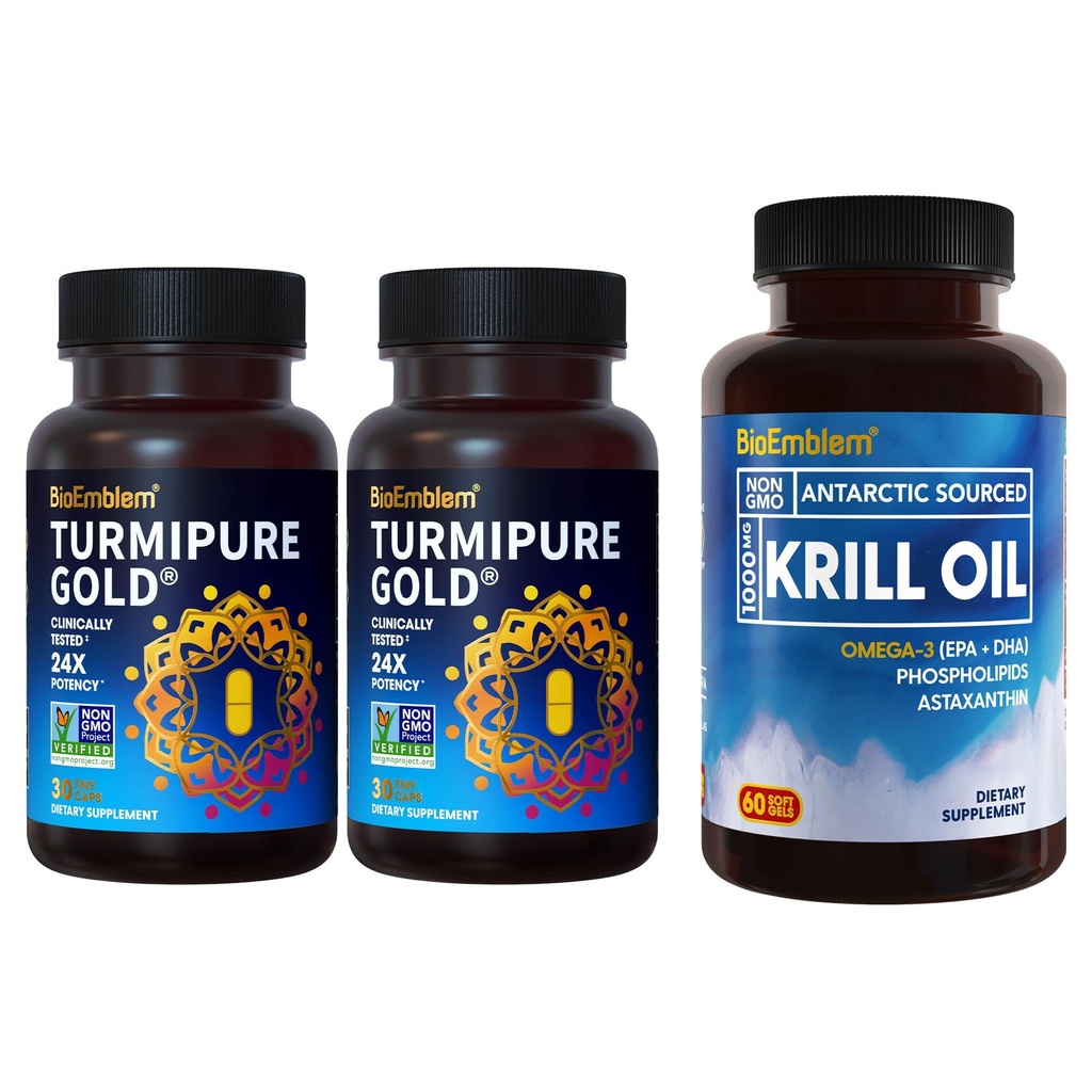 BioEmblem Kurkuma Curcumine met klinisch bestudeerd TurmiPure Antarctische Krill Oil Supplement