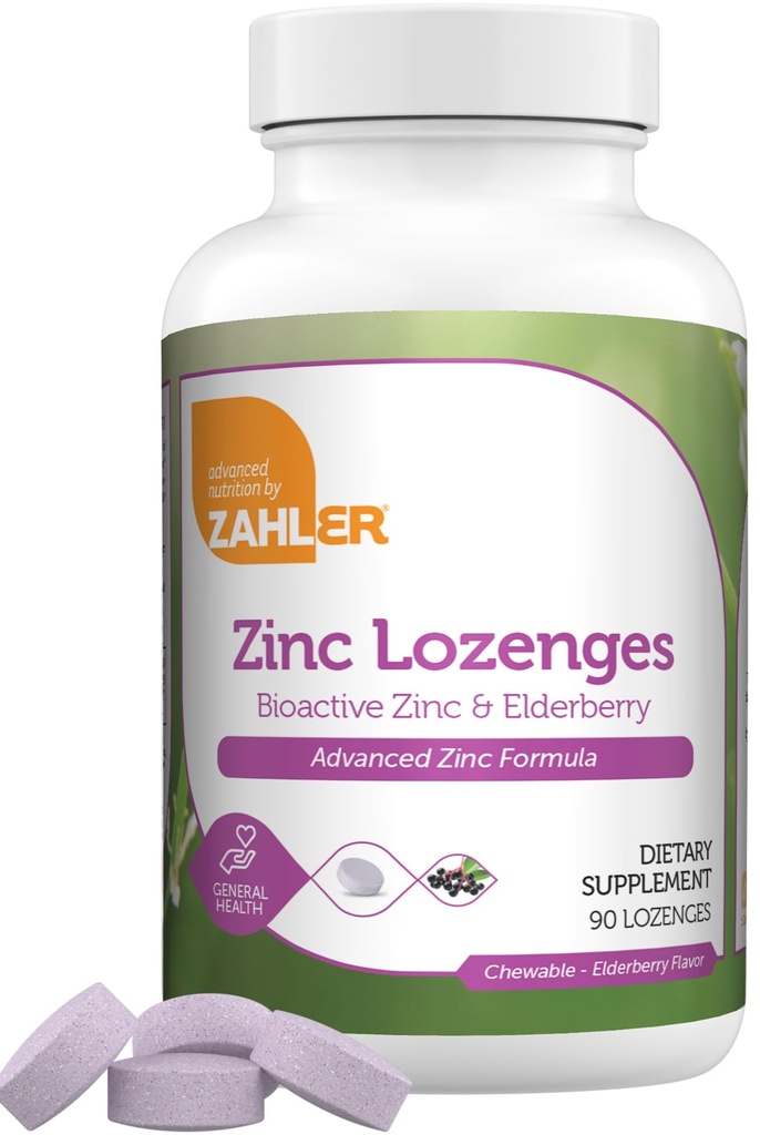 Zahler Vlierberry Zink Lozenges voor volwassenen en kinderen - Delicious Chewable Zink & Sambucus Vlierberry Lozenges voor Immune Support - Kosher, Made in USA - Zink Supplementen voor mannen en vrouwen (tel. 90)