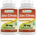 Best Naturals Zink 30 mg Supplementen (als zink citraat) - zink Vitaminen voor volwassenen Immune Ondersteuning - 120 tabletten (pakket 2)