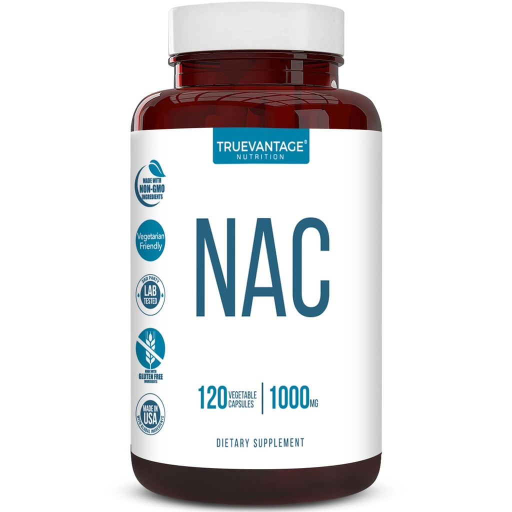NAC Supplement (N-Acetyl Cysteine) - 1000 mg-antioxidant Ondersteuning - Bevordert de gezondheid van de lever en detoxificatie - Verhoogt de gezondheid van de longen en de immuunsysteem - plantaardige capsules - 120 tellen - 60 porties