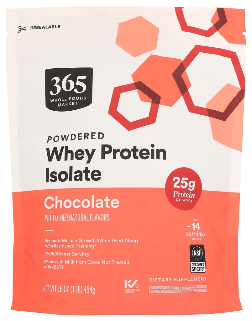 365 door Whole Foods Market, Wei Proteïne Isolaat, Chocolade, 16 Ounce