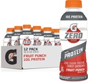Gatorade Zero met eiwit, 10g Wei Proteïne Isolaat, Zero Sugar, Elektrolyten, Fruit Punch, 16,9 Fl Oz, 12 Pack