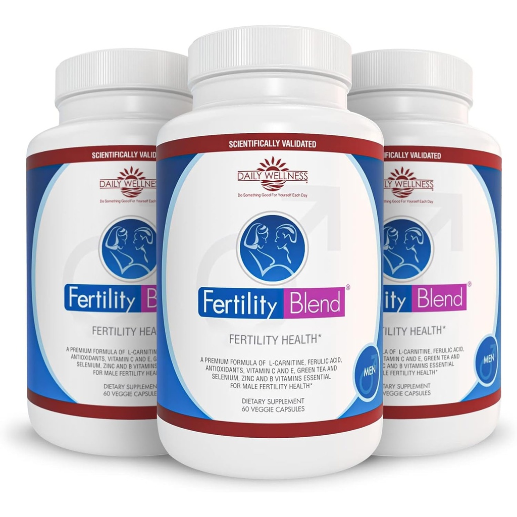 Dagelijkse Wellness voor mannen - Mannelijke Vruchtbaarheid Supplementen, Vitamine Blend Pillen - Mannelijke Telling Pre-ceptie voor hem - Vruchtbaarheid Supplementen voor mannen - 60 Capsules, 3 Pack