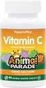 NaturesPlus Animal Parade Vitamine C Kinderen Kauwen - Natuurlijke Sinaasappelsap smaak - 90 Animal-Shaped tabletten, Verpakking van 4 - Veganistisch, Vegetarisch, Glutenvrij - 180 Totaal porties