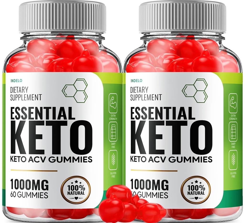 (2 Pack) Essential Keto ACV Gummies - Advanced Formula Essential Keto + ACV Weight Management Gummies Apple Cider Vinegar Keto Essential Dieet Supplement Beoordelingen Vitamine B12 B6 (120 Gummies)