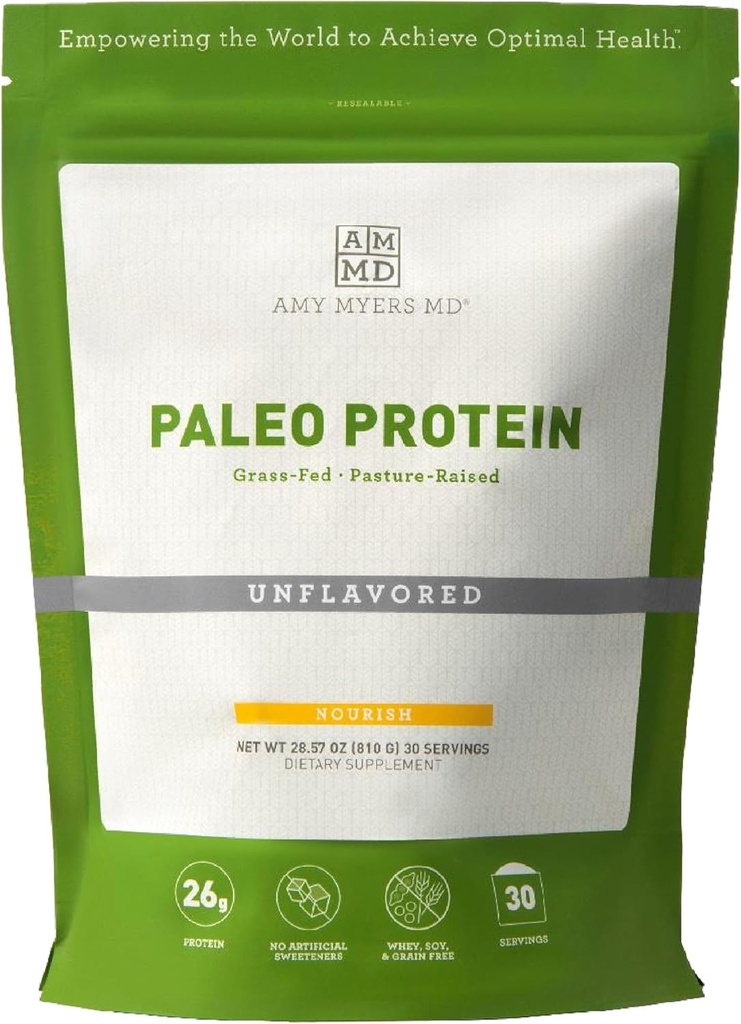 Amy Myers MD Paleo Protein Powder - Unflavored, 20 Servings - Collage-based Gut functie ondersteuning - Glutenvrije & non-Dairy Protein Supplement