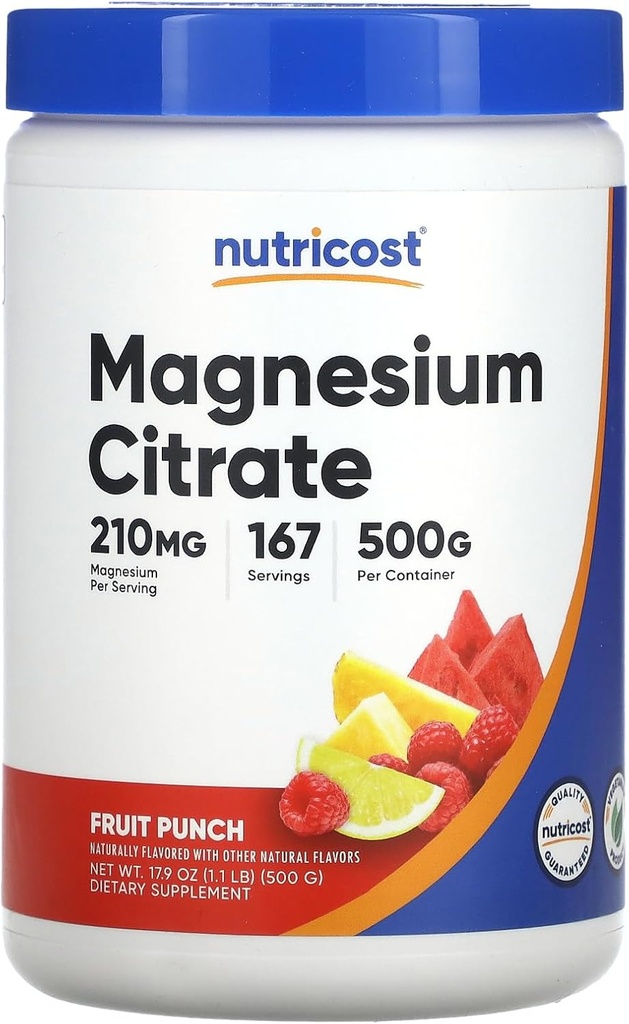 Nutricost Magnesium Citroenpoeder (Fruit Punch, 500 Gram)