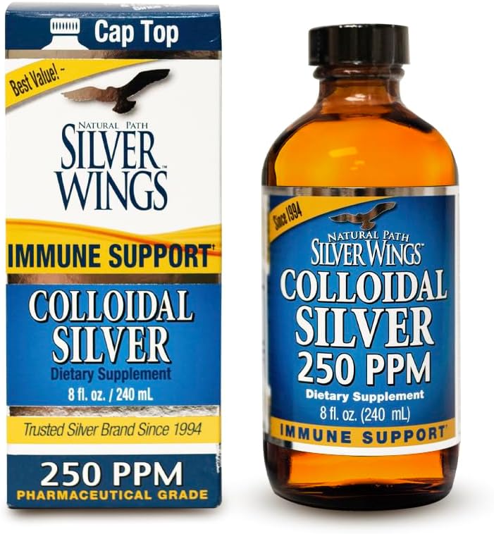 Natural Path Silver Wings Collective Silver Liquid - Enhanced Immune Support Supplement - 250ppm (1250mcg) - 8oz