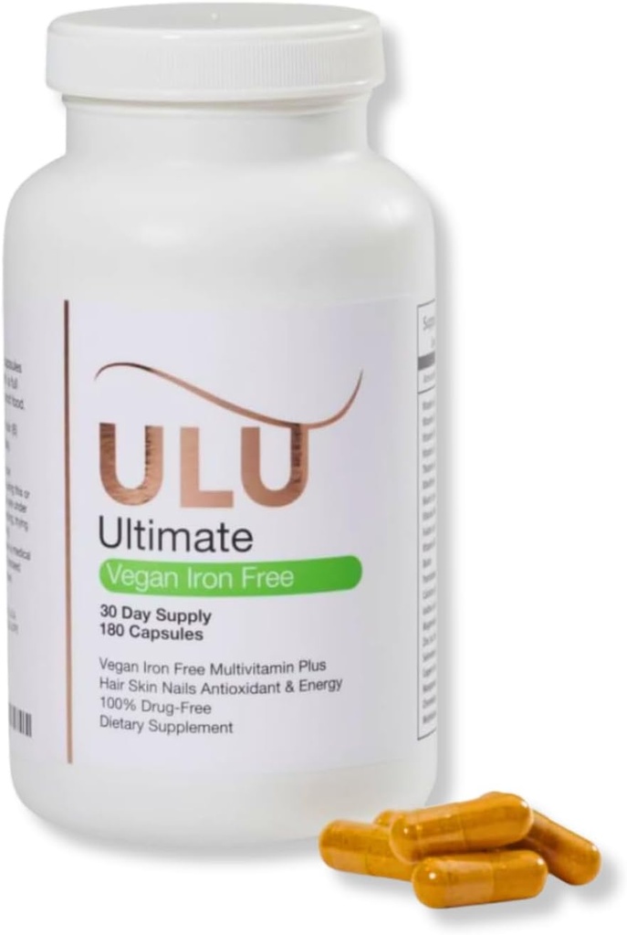 Ultieme multivitamine: veganistisch, ijzervrij, bevordert sterker haar, huid, & nagels en verbetert antioxidant & energie met betere slaap & minder stress - 180 capsules (30 dagen levering)