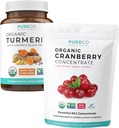 Kurkuma en Cranberry Poeder (3-maandvoorraad) Berry Kurkuma Blend Bundel van biologische Kurkuma Curcumine met zwarte peper & gember (120 capsules) & Biologische Cranberry Concentrate Powder Extract (100 scoop)