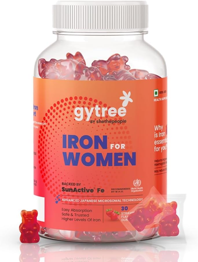Gy.Tree Iron Gummies voor vrouwen, SunActive Fe Formule, 30 Telling, Zwangerschap veilig