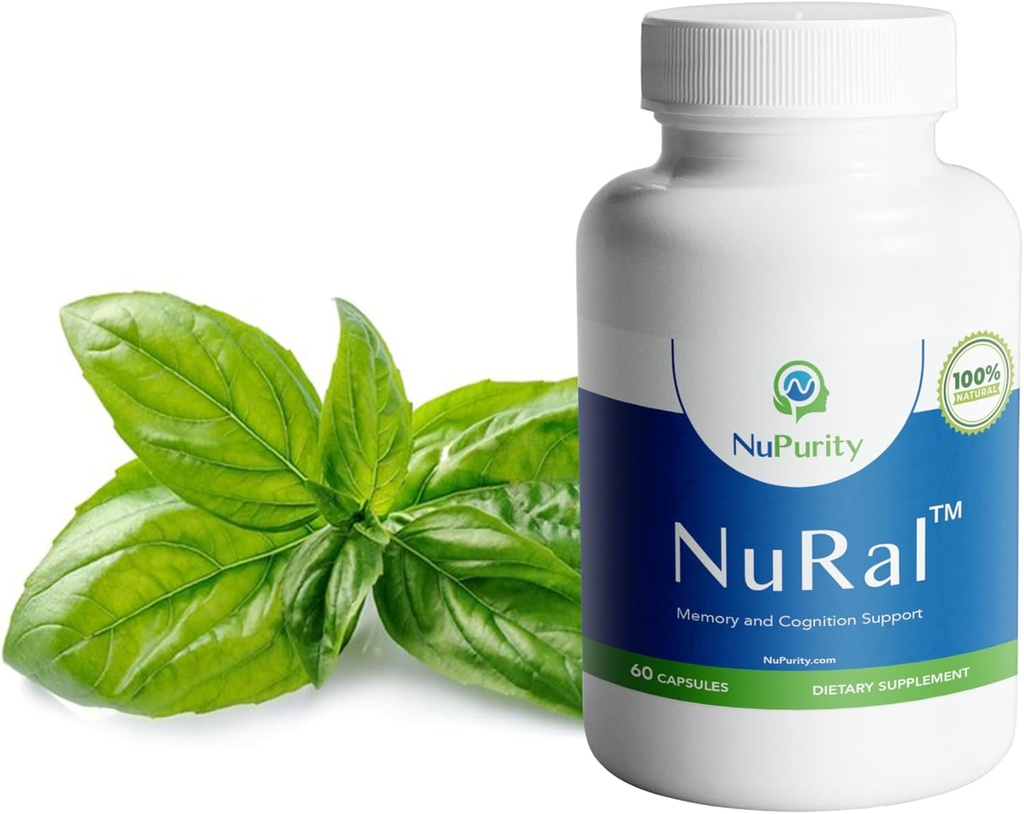 NuRalTM Natural Brain Supplement Boost Geheugen, Focus en Hersenkracht met biologische Salie Extracten, Heilige Basil, Bacopa Monnieri, Klinisch bewezen resultaten