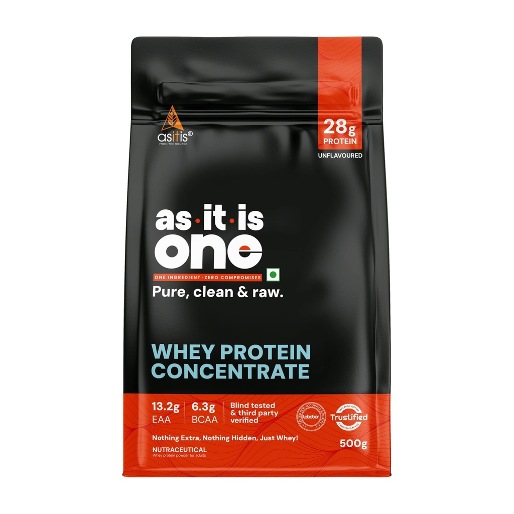 AS-IT-is Nutrition Whey Protein Concentraat 80% ongearomatiseerd, Labdoor Certified Geen conserveringsmiddelen Glutenvrije niet-GMO Ongearomatiseerd en ongezoet (500gm/17.6 Oz)