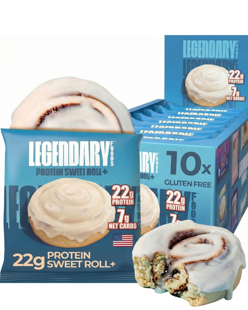 Legendarische voeding 22g eiwit kaneel roll - Premium High Protien Bars, Low Carb Maaltijd vervanging Snack, Low Glycemic Index, Glutenvrije snacks - Sweet Zero Sugar, Keto en Diabetic Friendly 10-Pack