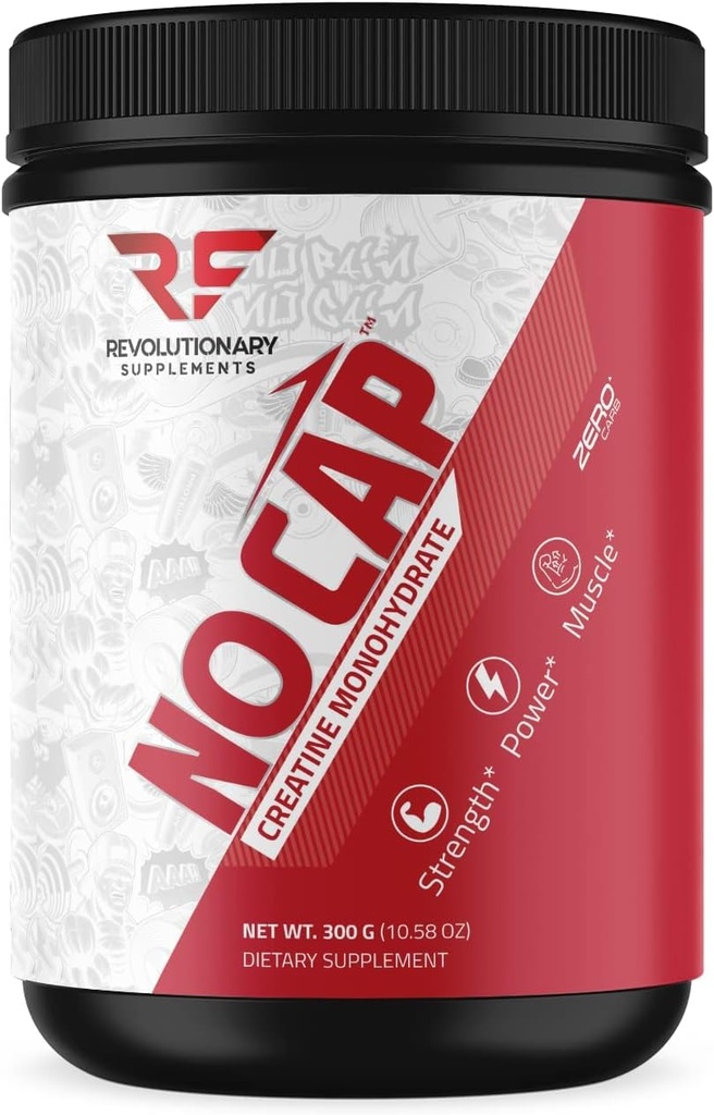 Revolutionaire Supplementen Geen Cap Creatine Monohydraat poeder - 5 mg per scoop, 60 Servures - Unflavored, Verbeter spiergroei, Boost prestaties - 100% puur, veilig en effectief