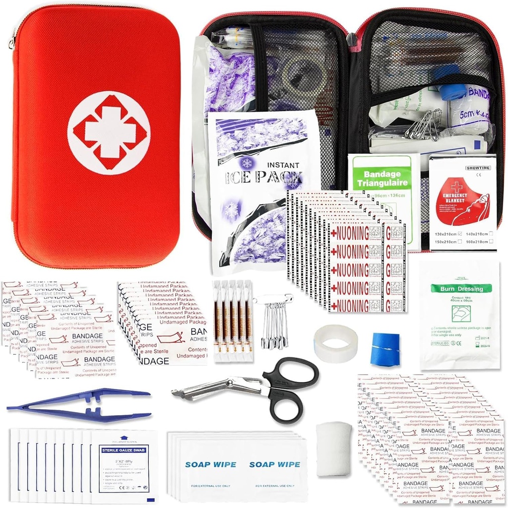 EHBO Kit voor thuis Wandelen Camping Outdoor Sport, 275 stuks Survival Supplies Emergency Kit, Mini Gear Bag met Basic EHBO Essentials voor Noodgevallen engel wens