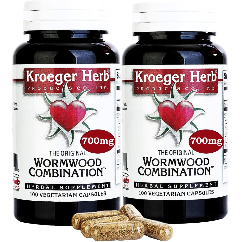 Kroeger Herb Wormwood Combinatie Vegetarische Capsules, 100 Tel - Verpakking van 2