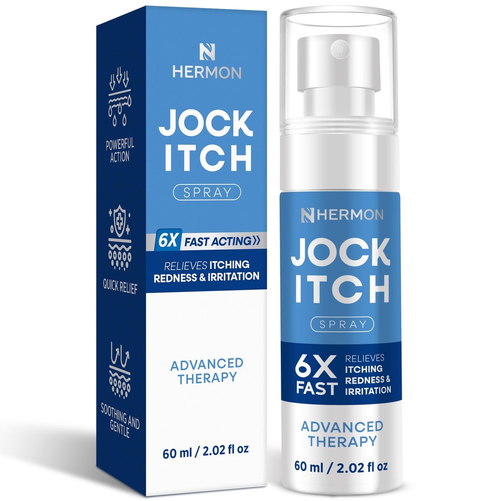 Hermon Jock Itch Spray voor mannen: Krachtige behandeling voor Jock Itch - Extra kracht spray Liquid biedt rustgevende - 2,02 Fl Oz (verpakking van 1)