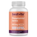 BESTVITE Fosfatidylserine 100 mg per capsule (120 Vegetarische capsules) met Sharp-PS® Green - Gepatenteerd en klinisch getest - Stearaatvrij - Sojavrij - Glutenvrij - Veganistisch - Niet GGO