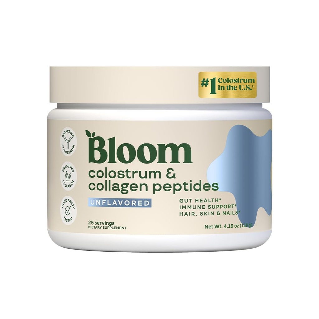 Bloom Voeding Bovine Colostrum Poeder met vitamine B-12 voor Gut Health, Immuun Support, Haargroei & Beauty Supplement 