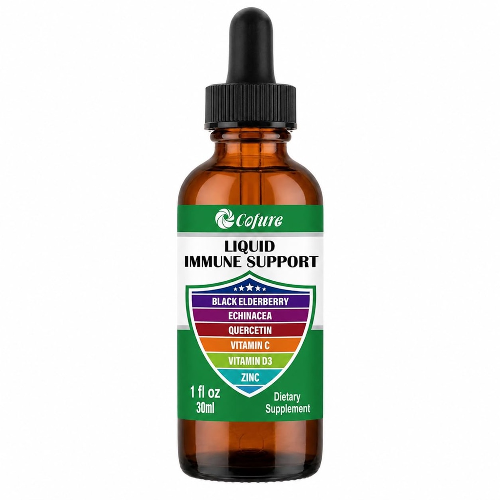 Zink quercetine Vitamine C D3 Liquid Immune Ondersteuning met biologische Echinacea Vlierbes, Immune Defense Drops Supplement voor volwassenen- Vegan, Non-GMO, Glutenvrij - 1 Fl Oz