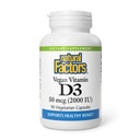 Natuurlijke factoren Vegan Vitamin D3 2000 IE - Ondersteunt Bone & Immune Health - Plant-Based Cholecalciferol - Vegetarische Capsules - 90 Capsules (90 porties)