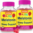 WellYeah Kids Melatonine Gummies 1 mg (2 Pack) - Drug-vrije slaaphulp Gummy supplement, Slaapondersteuning voor kinderen - Glutenvrij, Gelatinevrij, Niet GGO, Vegetarisch - Natuurlijke Sourced Smaak - 60 Gummies