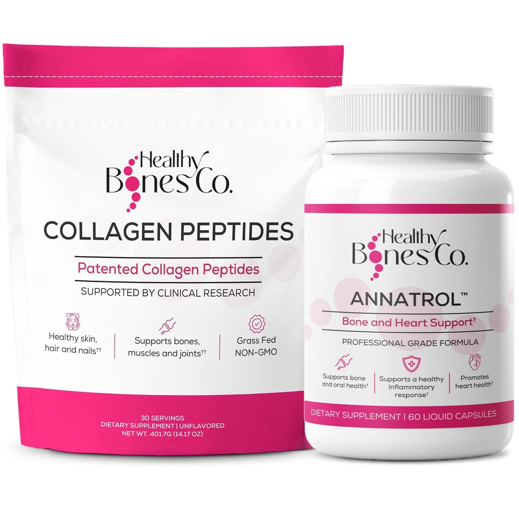 Annatrol Bone Support & FORTIBONE Collagen Peptides w/FORTIGEL, VERISOL en TENDOFORTE - Complete Bone, Joint, Skin, Hair, Nails & Metabole Support (Pouch, 401.7G)