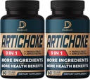 Artichoke Extract Capsules 6650mg 4-maands aanbod - ondersteuning spijsvertering, immuungezondheid en lichaamsbalans - gecombineerde 9 kruiden Papaya, Apple pectine, gember & meer - niet-GMO 2 verpakkingen 60 capsules