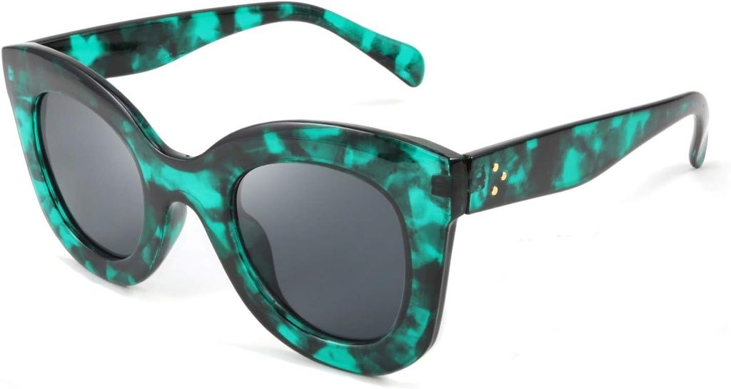 FEISEDY Retro Oversized Vierkante Hoorn Zonnebril Semi Cat Eye Vlinder Glas Groot Dikke Bold Frame B2572