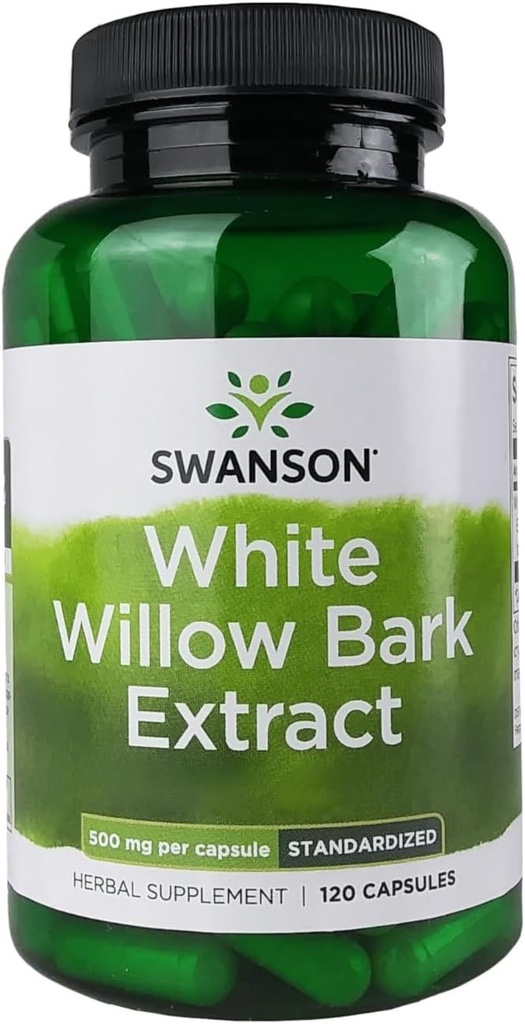 Swanson White Willow Bark Extract - Bevordert Joint Support and Muscle Relief - Gestandaardiseerd tot 15% Salicine - Natural Supplement with No Momach Irritation - (120 Capsules, 500mg Elk)